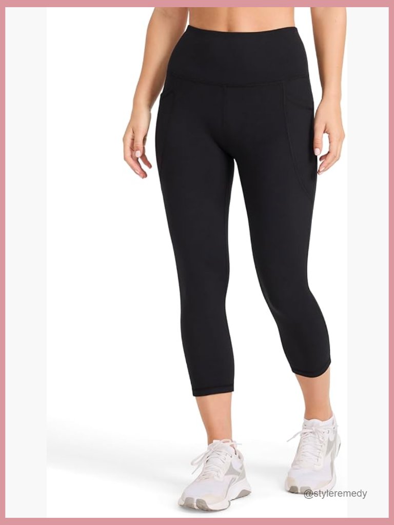 Slim Fit Capri Leggings, 20" Inseam, Moisture-Wicking Stretch Fabric, Side